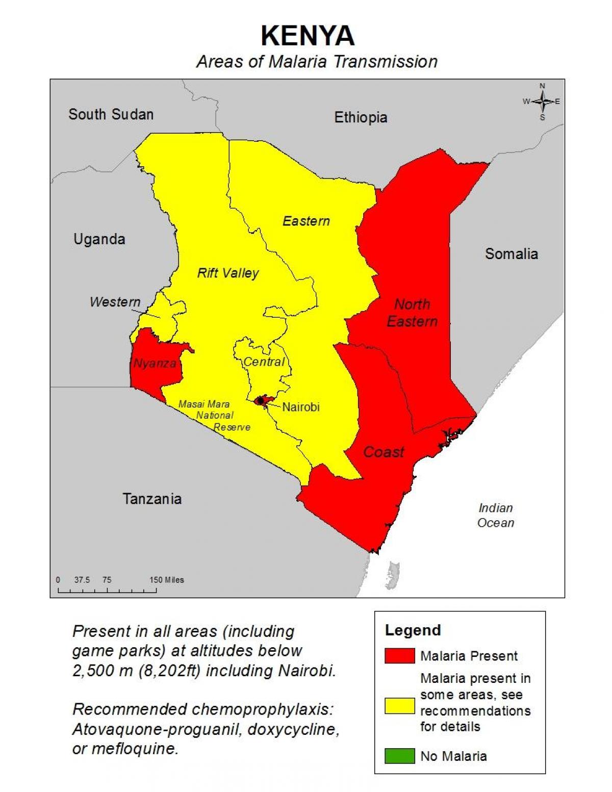 karta Keniji malarije