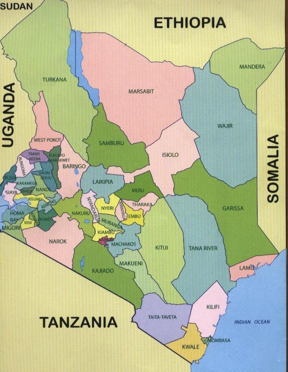okruga u Keniji na karti
