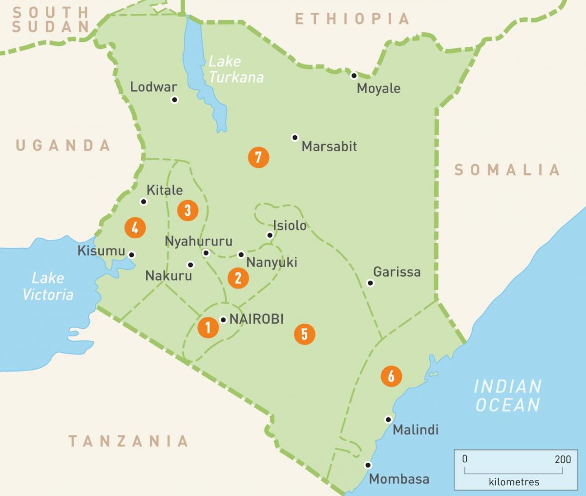 karta Keniji pokazuje pokrajina