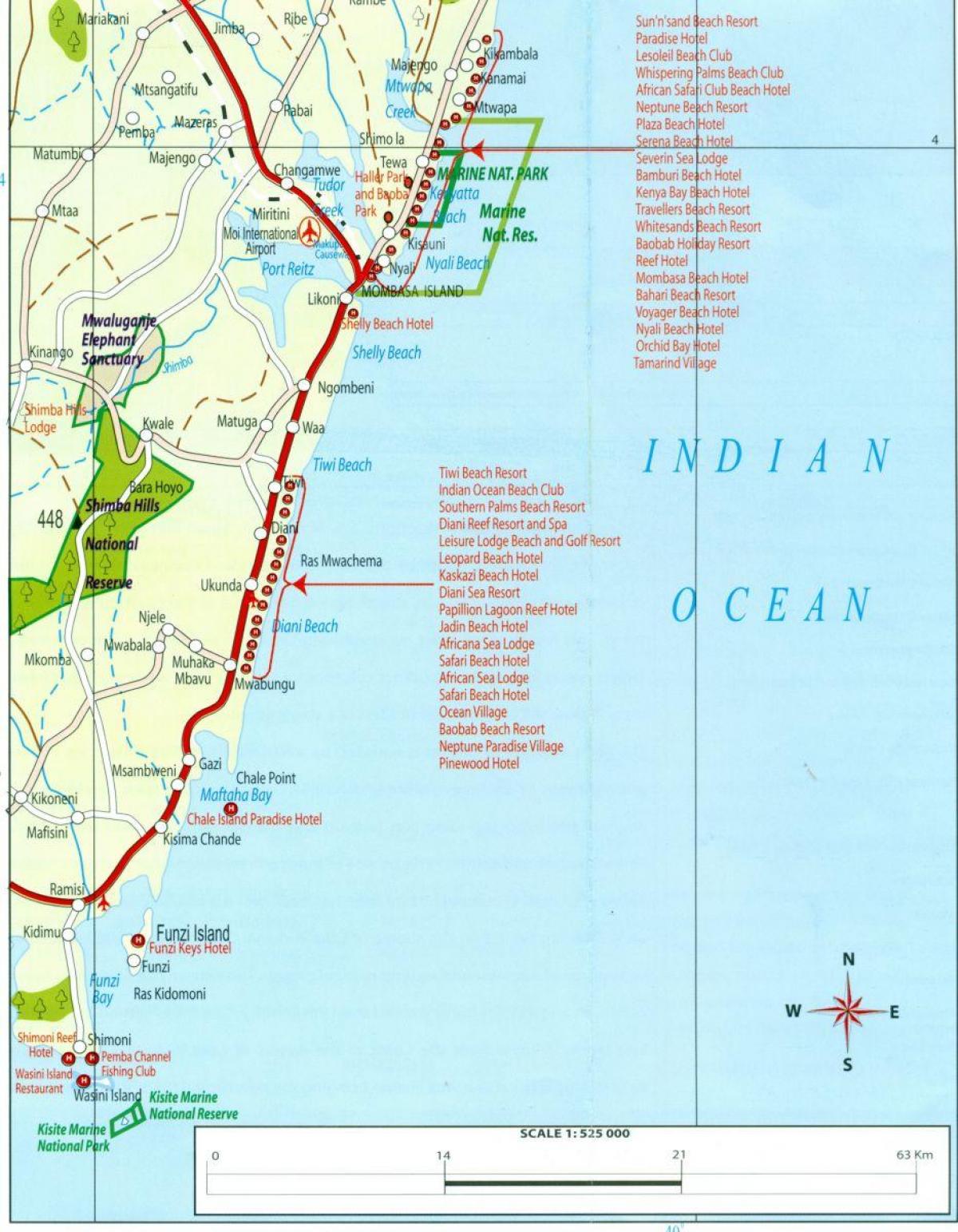 karta obale Kenije 