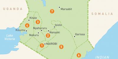 Karta Keniji pokazuje pokrajina