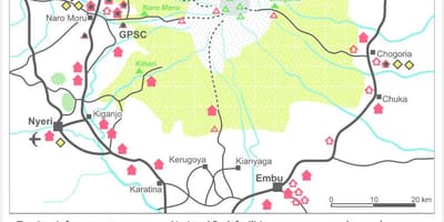 Planina Kenija je na karti Afrike